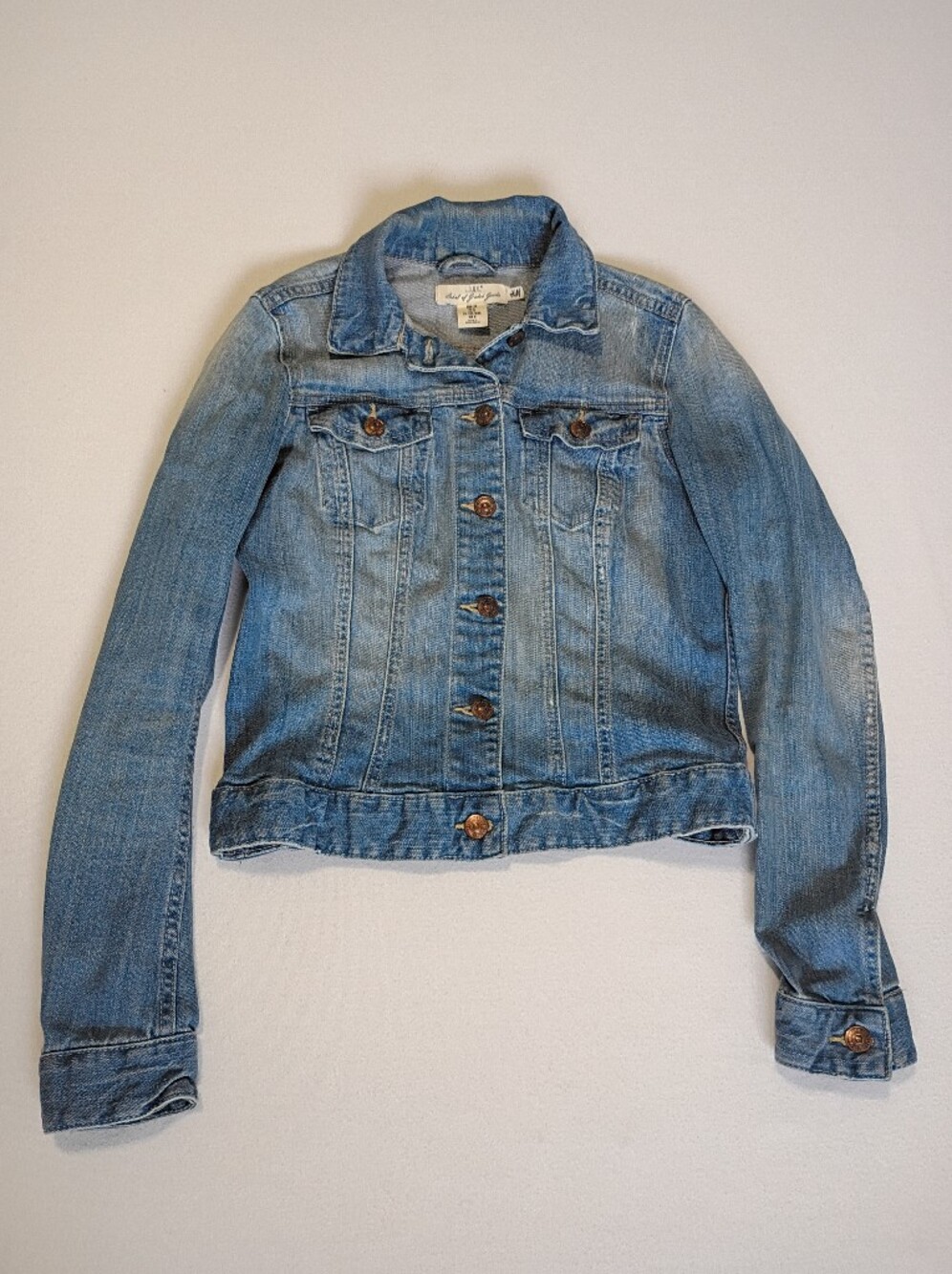 HM L.O.G.G. Blue Denim Trucker Jacket Women's Size 8 M Light Wash Button Up